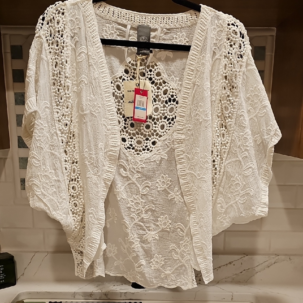 Vince Camuto White Lace Blouse